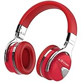 Bluetooth Headphones, Noise Cancelling Over-Ear Headphones, HiFi Stereo Headsets with built-in Microphone, Red