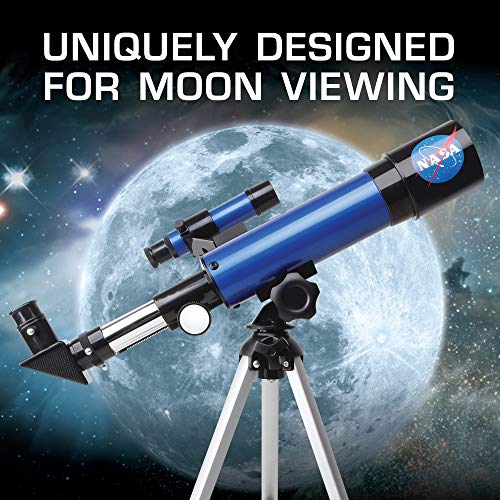 511ogAfV nL NASA Lunar Telescope for Kids – Capable of 90x Magnification, Includes Two Eyepieces, Tabletop Tripod, Finder Scope, and Full-Color Learning Guide, The Perfect STEM Gift for a Young Astronomer - Image 3