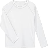 Poroka Cooraby Baby Toddler Boys UPF 50+ Rash Guard Long-Sleeve Quick Dry Sun Protection White Swim Shirt 1-10 Years