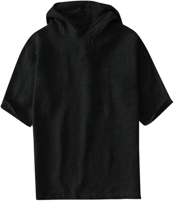 Eldori Tシャツ ファッション メンズ 七分袖 ゆったり 夏 パーカー 無地 軽い 柔らかい シルエット スポーツ かっこいい おしゃれ ファッション 人気 快適 薄手 ブラック トレーナー パーカー 通販 Amazon