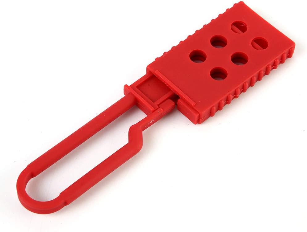 POFET 10Pcs Lockout Tagout Hasp, Vinyl Coated Steel Hasp (6 Hole) - Red, 4# - Image 3