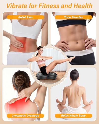 Vibration Plate Exercise Machine for Home Workout, 5 Programme Modes & 99 Speed Levels, Full Body Training Vibration Plate with Resistance Bands, LED Display & Remote Control, 330 lbs Capacity