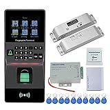 HFeng Door Access Control System Kit IP/TCP RFID Biometric Fingerprint Keypad Electric Bolt Lock+ Power Supply Support USB/RS485 Attendance Machine 3000 User Capacity 125KHz EM Key Card