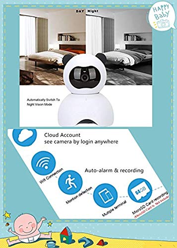 EsiCam Baby Monitor Wifi Hidden Camera Nanny Camera for Smart Phone, Toy Panda for Kids Pet Care HD 720P Pan Tilt Motion Detection Alarm Recording Two-way Audio Night Vision SD Card P2P Cloud Account