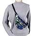Dolores Girl Fashion Sequins Waist Bag Glitter Fanny Pack Mermaid Chest Bag Shoulder Bag (Black Green)
