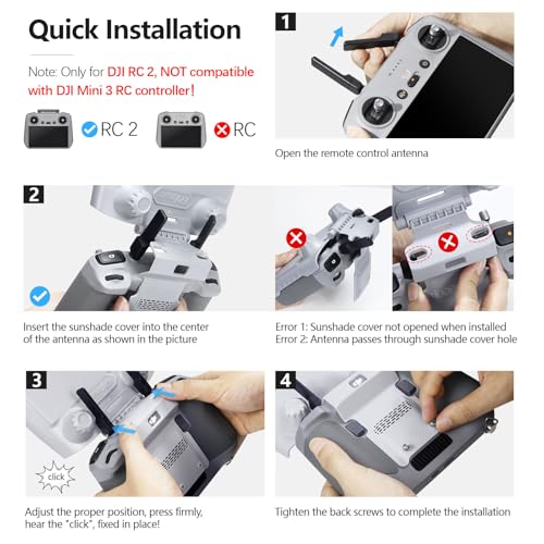 FPVtosky Lito X1/Mini 5/4 Pro RC 2 Sun Visor I Joystick Protection I Screen Protector RC-2 Remote Control Sun Shade for DJI Mini5/ 4 Pro/Air 3/Flip/Avata 360, for DJI Mini 5/4 Accessories (3 in 1 Kit)