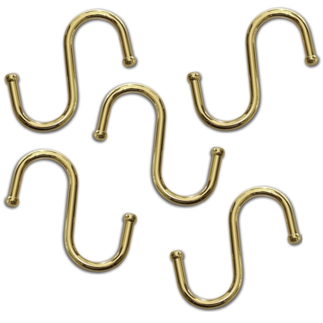 Merriway® BH01130 (5 Pcs) EB Brass Plated Kitchen S-Hooks, 75 mm (3 inch) - Pack of 5 Pieces