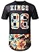 URBANCREWS Men's Hipster Hip Hop Graphic Print Mesh Trim Longline Jersey T-Shirt