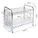 MICOE Stainless Steel Dish Drain Drying Rack with Cutting Board Bracket 2 Layers Cutlery Rack Large Capacity Tool-Free Installation H-WDG2003