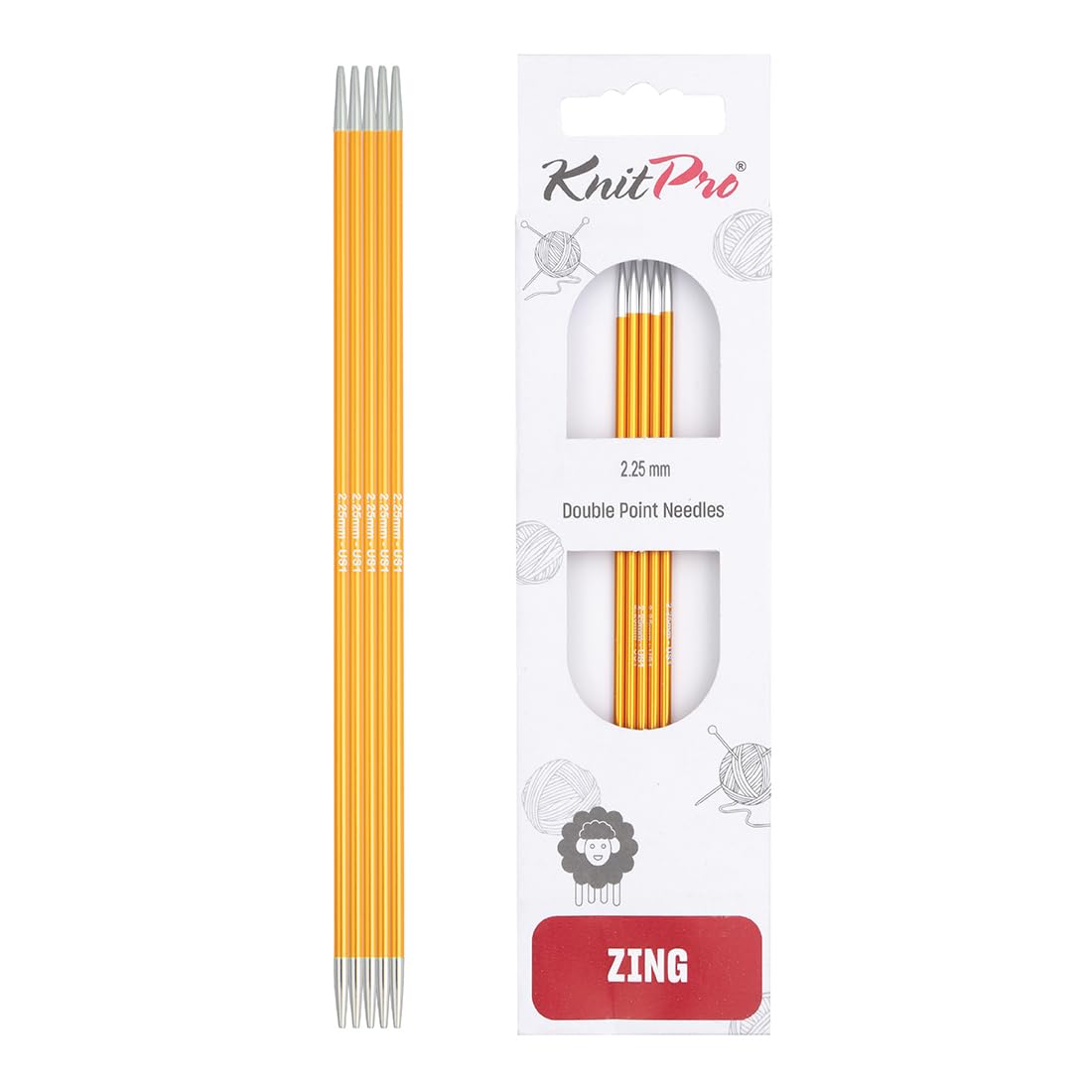 KnitPro Zing Double Pointed Needles 6" (15cm) | 2.25mm
