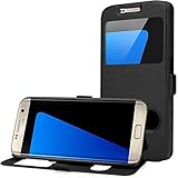 Galaxy S7 Edge Flip Case, Gulito [View Window] PU Leather Case Cover for Samsung Galaxy S7 Edge (black)