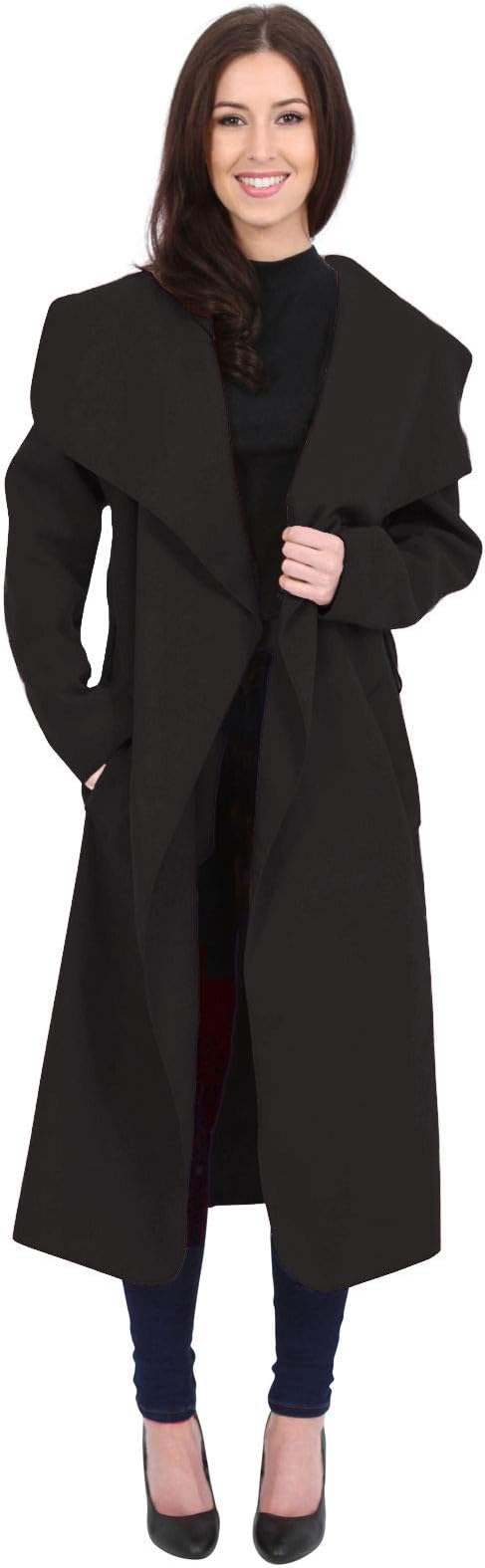 Womens Ladies Italian Trench Long Coat Waterfall Duster Cape Belted Cardigan Jacket Plus Size UK