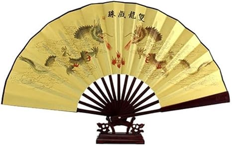 Zyhmxt Faltfacher Drachengedicht Orientalische Malerei Palisander Bambusrippen Falthandfacher Amazon De Kuche Haushalt