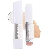 BARVENA Color Changing Foundation Stick with Brush, 2-in-1 Waterproof Long Lasting, Medium to Full Coverage Dewy Finish Makeup, For Mature Skin & All Skin Tones, Nourishing Travel Size Deep SkinTone