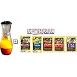Good Seasons Dressing & Recipe Mix with Glass Cruet Container & 4 Flavor Variety Packets- Bundle of 5 items