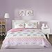 Comfort Spaces Pattern Kids Bedspread Mini Set-2 Piece-Pink White-Teens/Girls-Owl Print-Twin Size, Includes 1 Quilt, 1 Sham, Multi