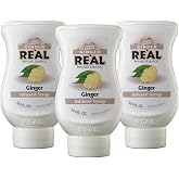 Re&agrave;l Infused Exotics Ginger Syrup, 16.9 fl oz Squeezable Bottle, 3 Pack | Bold Ginger Flavor, Ideal for Cocktails, Mocktails, Culinary, Desserts, Squeeze Bottle, Drip-Free Spout, Easy Dispensing