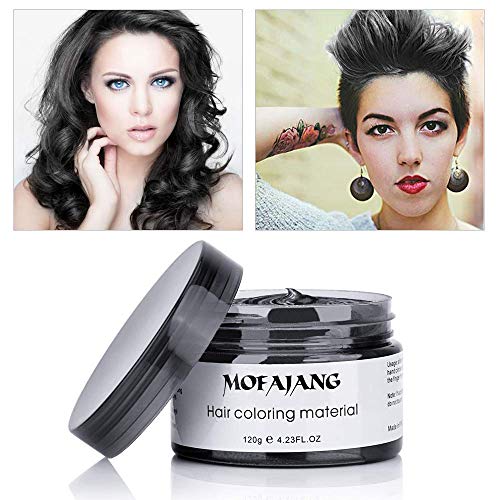 MOFAJANG Unisex Hair Wax Color Dye Styling Cream Mud, Natural Hairstyle Pomade, Washable Temporary,Party Cosplay (Black) - Thumbnail 5