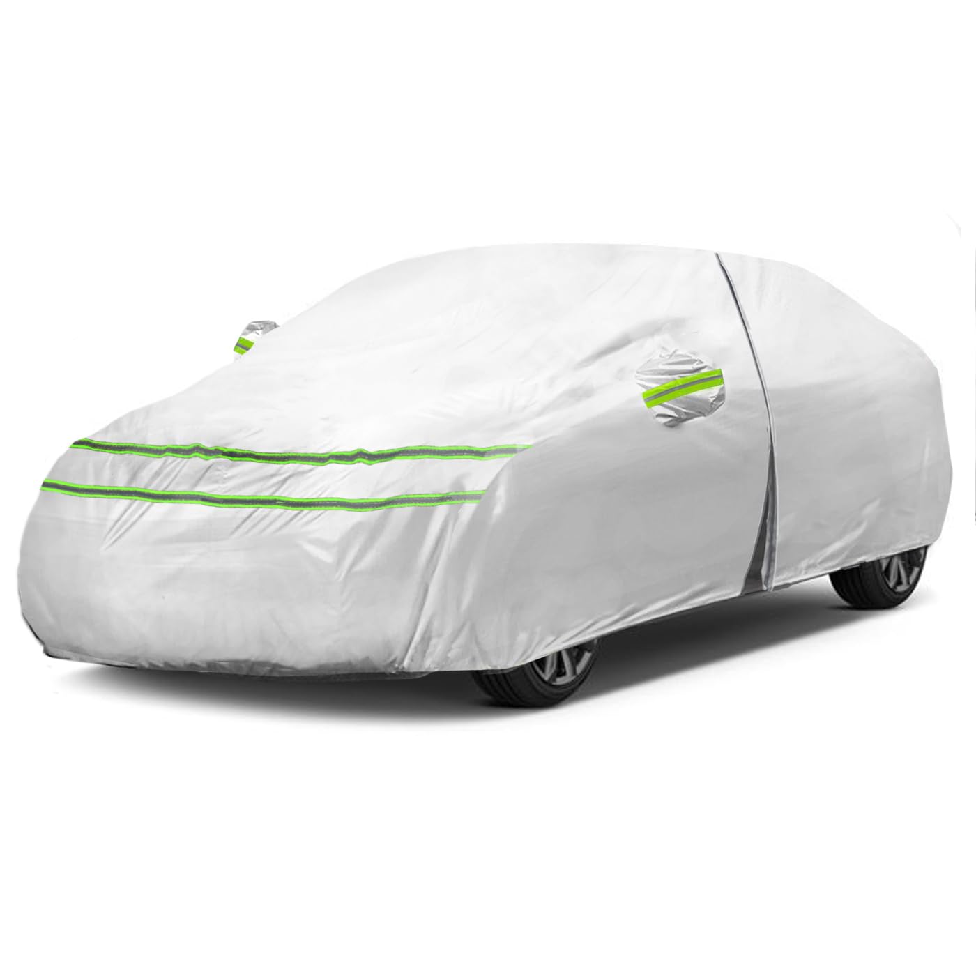 Photo 1 of QUYDDC All Weather Universal Car Cover, Waterproof Snow Proof UV Proof Scratch Proof Bird Droppings Proof with Driving Cab Zipper, Fit for Hatchback Body Length 180" to 206" - Silvery