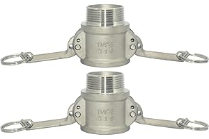 VARMHUS Male Pipe Threads Type B Trash Pump Adapter Female Camlock,Type B Hose Fitting,Stainless Steel 316 (1-1/4")