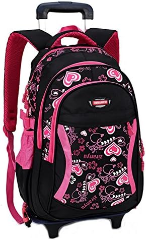 Flyshine Waterproof Nylon School Backpack Kids Travelling Bags Hiking Shoulder Bags With Removable Wheeled Trolley Hand