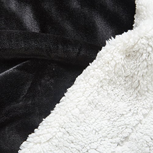 Merrylife Decorative Sherpa Throw Blanket Ultra-Plush Comfort | Soft, Colorful | Home, Couch, Outdoor, Travel Use (60"70", BLACK)