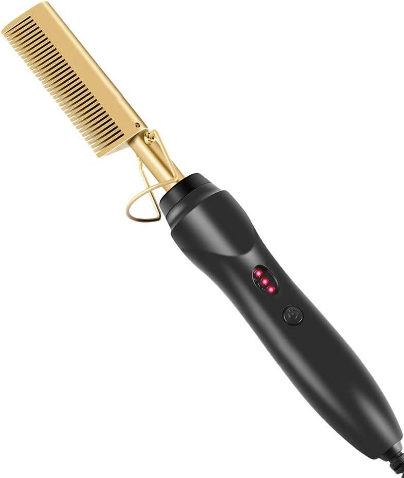 Julymoda Comb Hair Straightener Ceramic Electric Hot Wet Dry Use Straightening Heating Pressing Iron Anti-Scald & Temperature Control