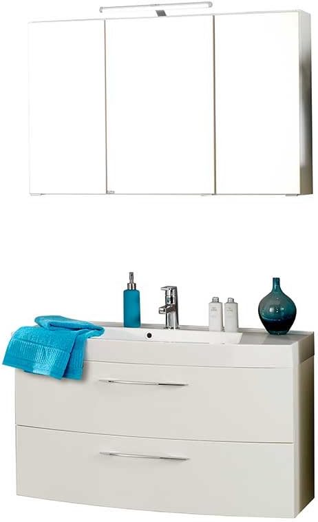 Pharao24 Badezimmer Set Daney In Weiss Hochglanz Mit 3d Spiegelschrank 2 Teilig Amazon De Kuche Haushalt