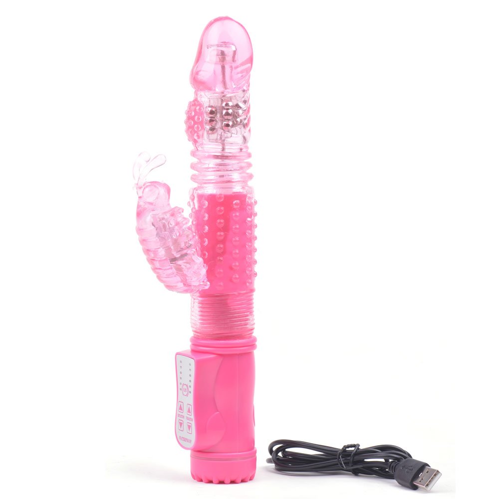 PleasureBoxxx USB Rechargeable Thrusting Multi-Speed Rabbit Vibrator