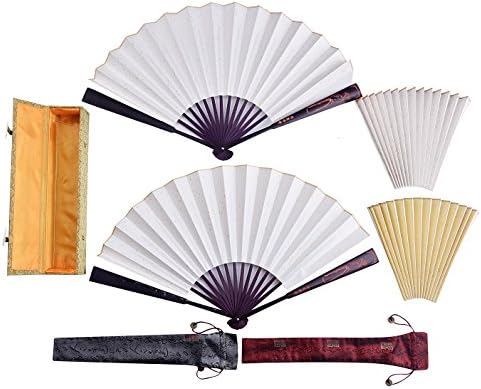 ZS001 Hmay DIY Blank Fan Set / Chinese Xuan Paper Fan Set / Blank Fans for Sumi-e Ink Painting &amp; Gongbi Painting (2)