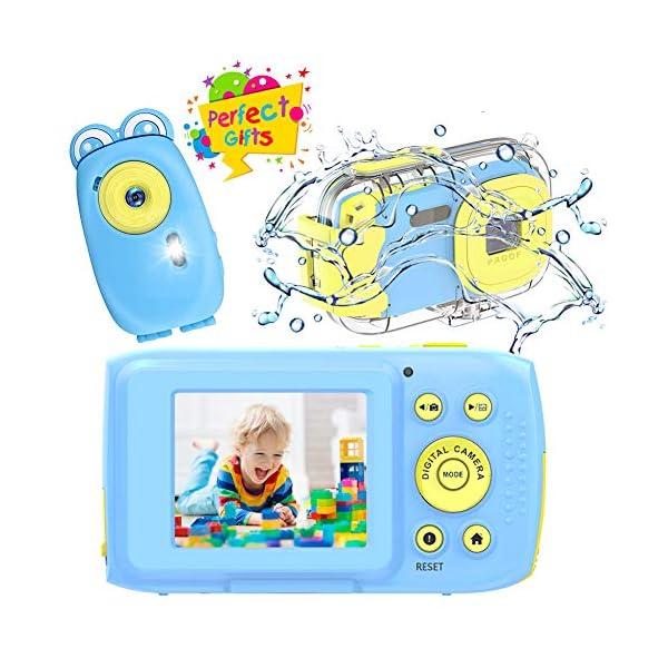 Kids Camera Childrens Digital Camera 8MP 1080P Underwater Camera for Kids 2 Inch Screen 10 Feet Waterproof Digital Camera for Girls Boys Holiday Birthday Creative Gifts