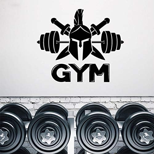 yaoxingfu Warrior Helmet Barbell Signboard Stickers Vinyl Wall Decal Logo Spartan Gym Fitness Interior Decoration Wallpaper Murals ww-1 108x91cm