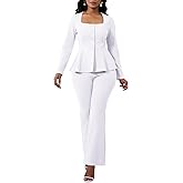 Ekaliy Women's 2 Piece Pants Suit Long Sleeve Blazer Flare Pant Set Casual Office Work Outfits