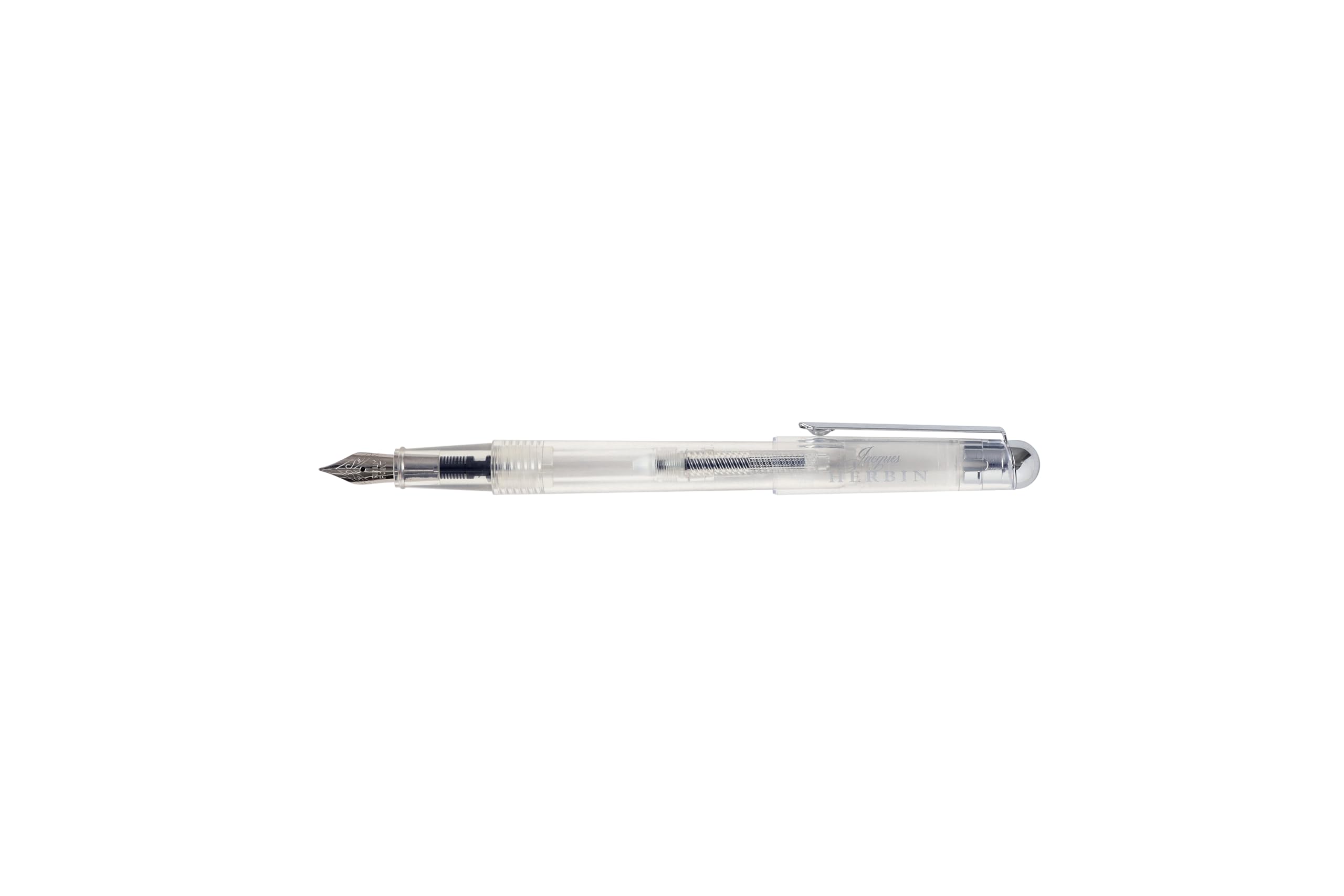 Jacques Herbin 22000T - A pump-action fountain pen with cartridges - Transparent - Intregrated pump - Medium nib - Calligraphy - Writing - Drawing - Lettering