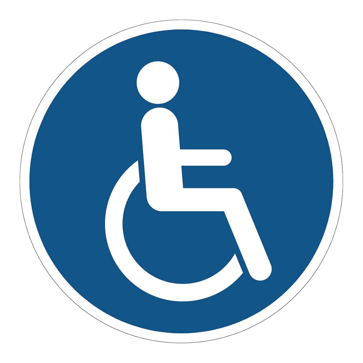 Mandatory NF ISO7010 Mandatory Mandatory Sticker - Round Laminated Laminated Sign - Water and UV Resistant - Passage for Disabled People - Diameter 20 cm