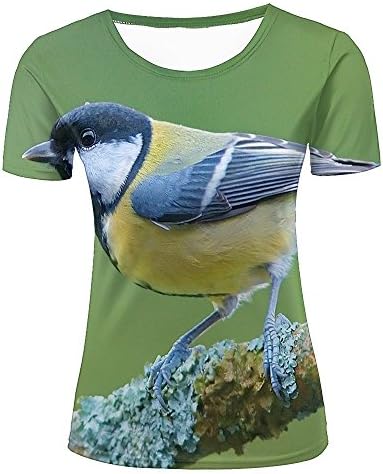Dominichuer Women's colorful 3D t-Shirt Funny Bird Short Sleeve Fashion Tees XXL