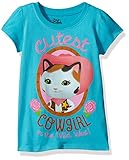 Disney Little Girls' Toddler Sheriff Callie-Cutest Cowgirl Puff Sleeve T-Shirt, Aqua Turquoise, 3T