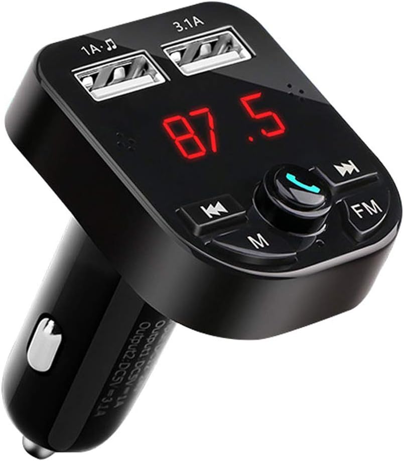 Wireless Bluetooth FM Transmitter for Car,Huifen Car Kit Audio Adapter & Receiver with Mic Handsfree Call MP3 Player Voice Navigation Fast Charger with 2 USB Ports,TF Card Port(Black)