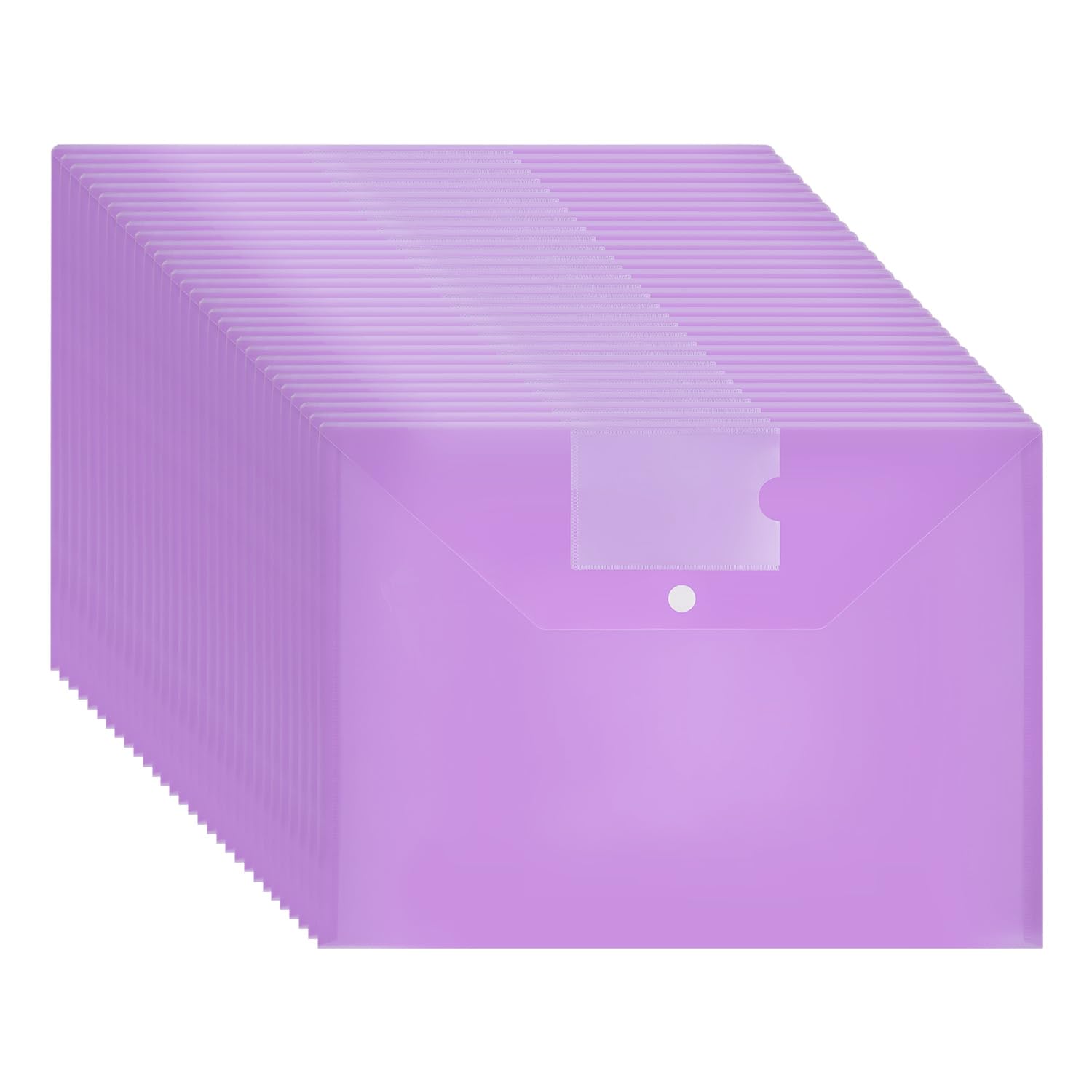 30PCS Plastic Popper Wallets A4 Folder Plastic Document Wallets A4 Envelope Folders with Pockets (Purple)