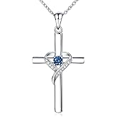 AmorAime 925 Sterling Silver Cross Necklace for Women Heart Necklaces for Mother for Festival, Vacation or Holiday