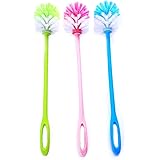 OUNONA 3pcs Durable Toilet Bowl Brush with Plastic Handle for Bathroom Cleaning (Random Color)