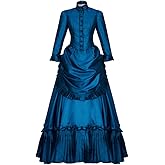 Fortunehouse Ghosts Hetty Cosplay Costume Dress Vintage Victorian Bustle Civil War Southern Belle Ball Gown, Dark Blue