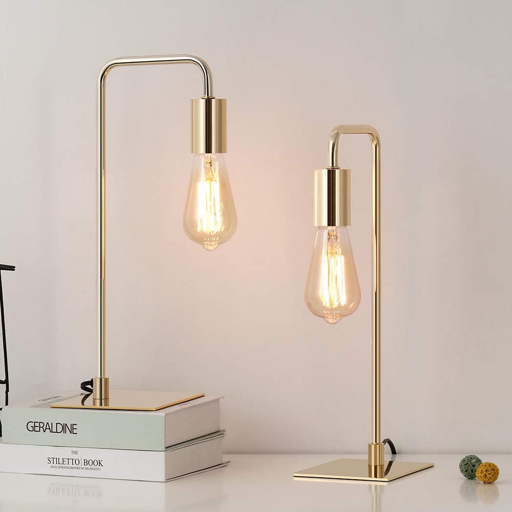 Amazon.com: Edison Table Lamps, Gold Desk Lamp, Industrial Bedside Lamp