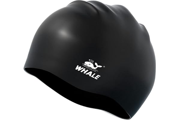 WHALE Extra Large Swim Cap for Women Men, Durable Silicone Swimming Hat with Ear Protection, Unisex Adults Bath Swimming Caps