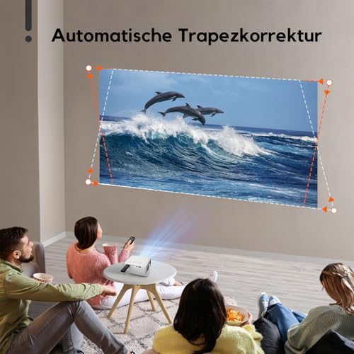 Mini Projector [Car Keystone & 2026 Upgraded] AKIYO O1 Projector Small 1080P Supports 360° Rotatable 15000L Projector for Home Cinema, 50% Zoom Outdoor Projector Compatible with Smartphone/TV Stick/HDMI/USB