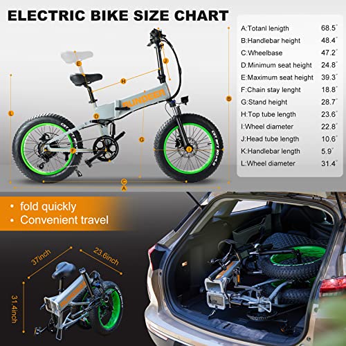 RUNDEER 750W Electric Bike for Adults Electric Bicycle 20in Fat Tire