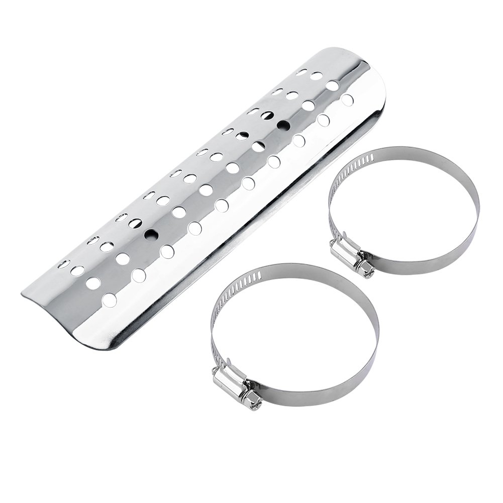 Motorcycle Exhaust Heat-shield, VGEBY Universal Motorcycle Exhaust Muffler Pipe Heat Shield Heat Insulation Cover Heel Guard (Silver Straight 2) Auto And Motorcycle Parts Heat Shield/Wrapping Sleeve