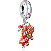 Doyafer Christmas Gingerbread Man Charms Pendant 925 Sterling Silver Charm Fit Women's Bracelet Necklace Pendant Christmas Birthday Gifts For Family