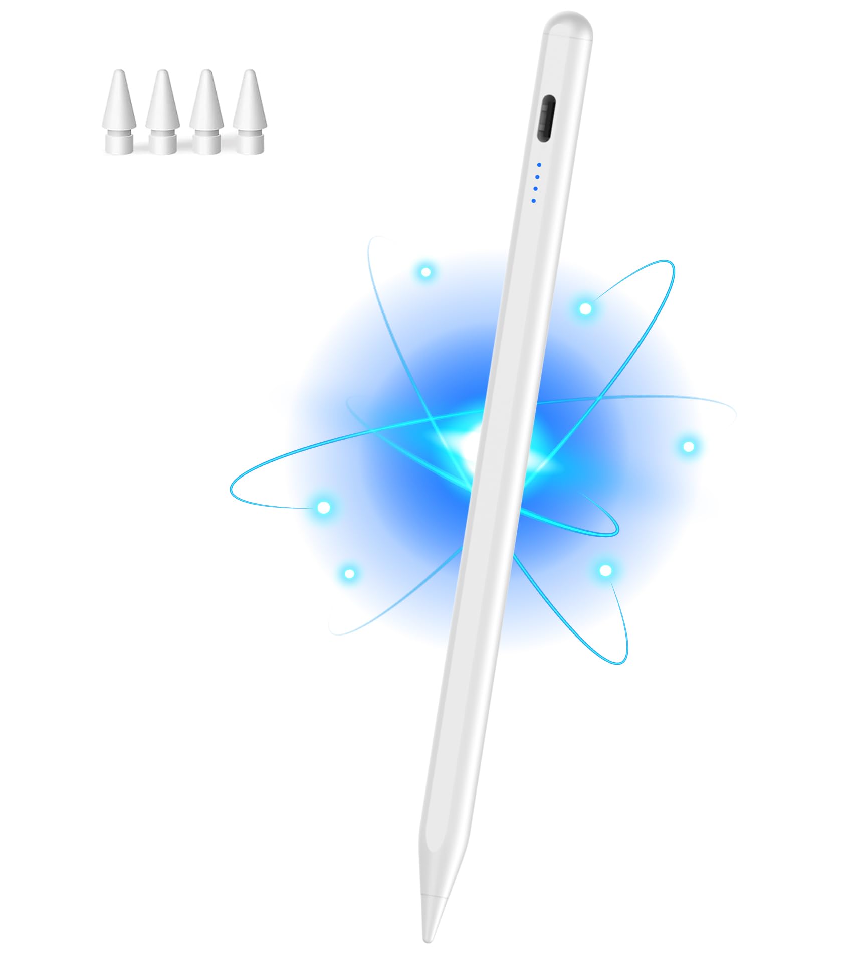 Stylus Pen for iPad(2018-2025), Pad Pencil 10th Generation with Palm Rejection, Active Digital Pencil Compatible with Apple iPad 6/7/8/9/10/A16, Pro 11"/12.9"/13"/M4, Mini 5/6, Air 3/4/5/M2/M3 -White
