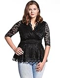Dilanni Women V-neck Half Sleeve High Waist Formal Linder Lace Top (0X-5X)